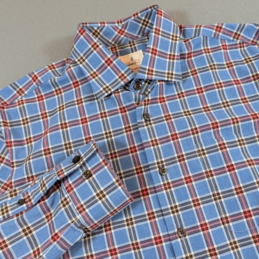 johnnie-O Mens Hangin Out‎ Plaid Button Down Shirt Wake Color Size Medium